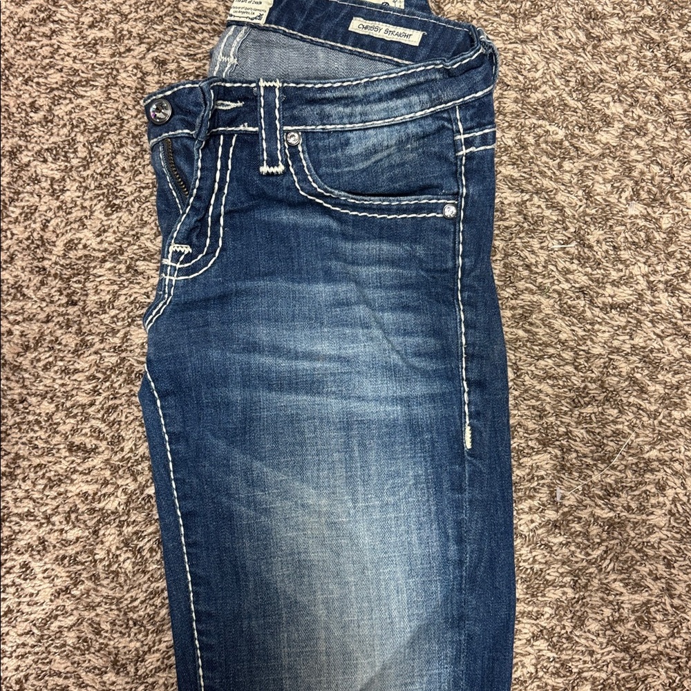 Anoname Blue Denim Jeans with White Stitching